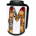 3dRose Cute Fall Patchwork Monogram Initial M - Can Cooler Bottle Wrap (cc-370470)