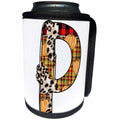 3dRose Cute Fall Patchwork Monogram Initial P - Can Cooler Bottle Wrap (cc-370472)