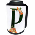 3dRose Pretty Fall Flowers and Pumpkins Monogram Initial P - Can Cooler Bottle Wrap (cc-370492)