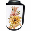 3dRose Pretty Sunflower Monogram Initial J - Can Cooler Bottle Wrap (cc-370507)