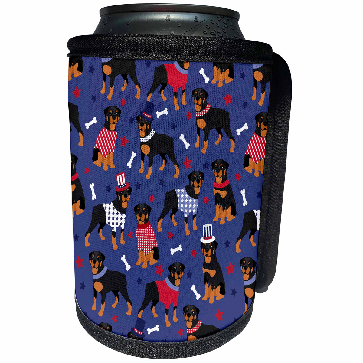 3dRose Rottweiler Patriotic Dog Pattern - Can Cooler Bottle Wrap (cc-370544)