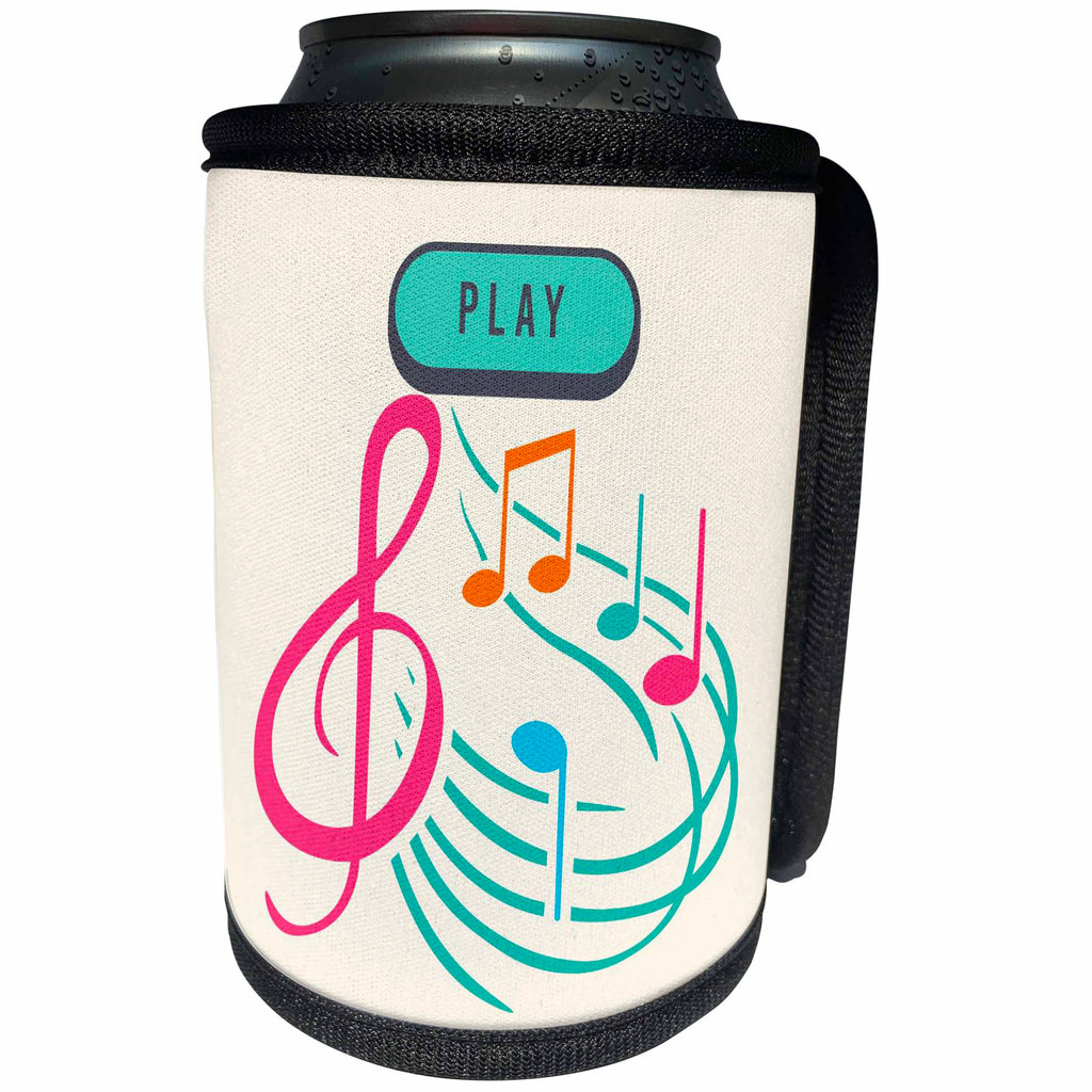 3dRose Colorful Image of Music Notes with Text of Plate - Can Cooler Bottle Wrap (cc-370548)