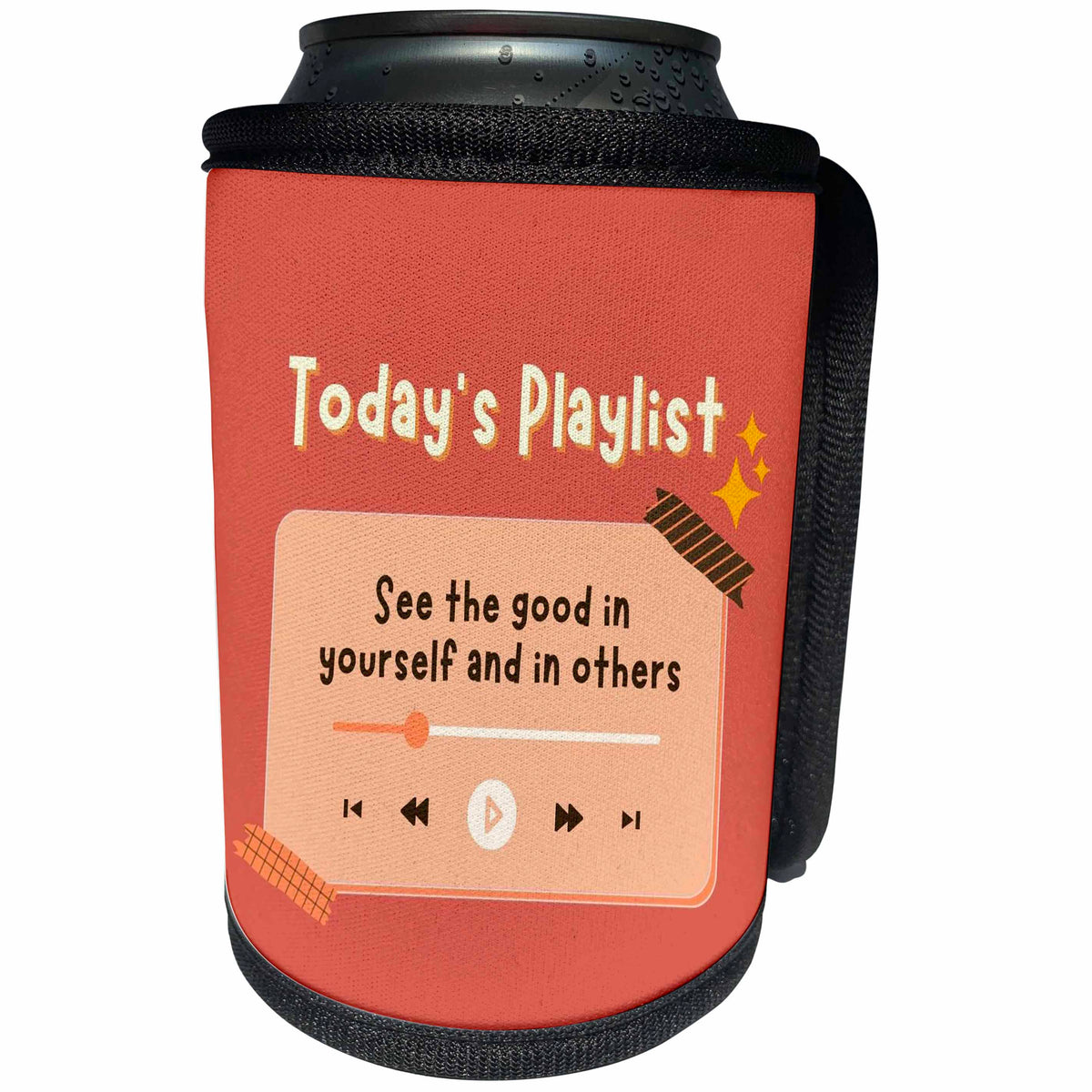 3dRose Today Is Playlist See Good In Yourself And In Others - Can Cooler Bottle Wrap (cc-370580)