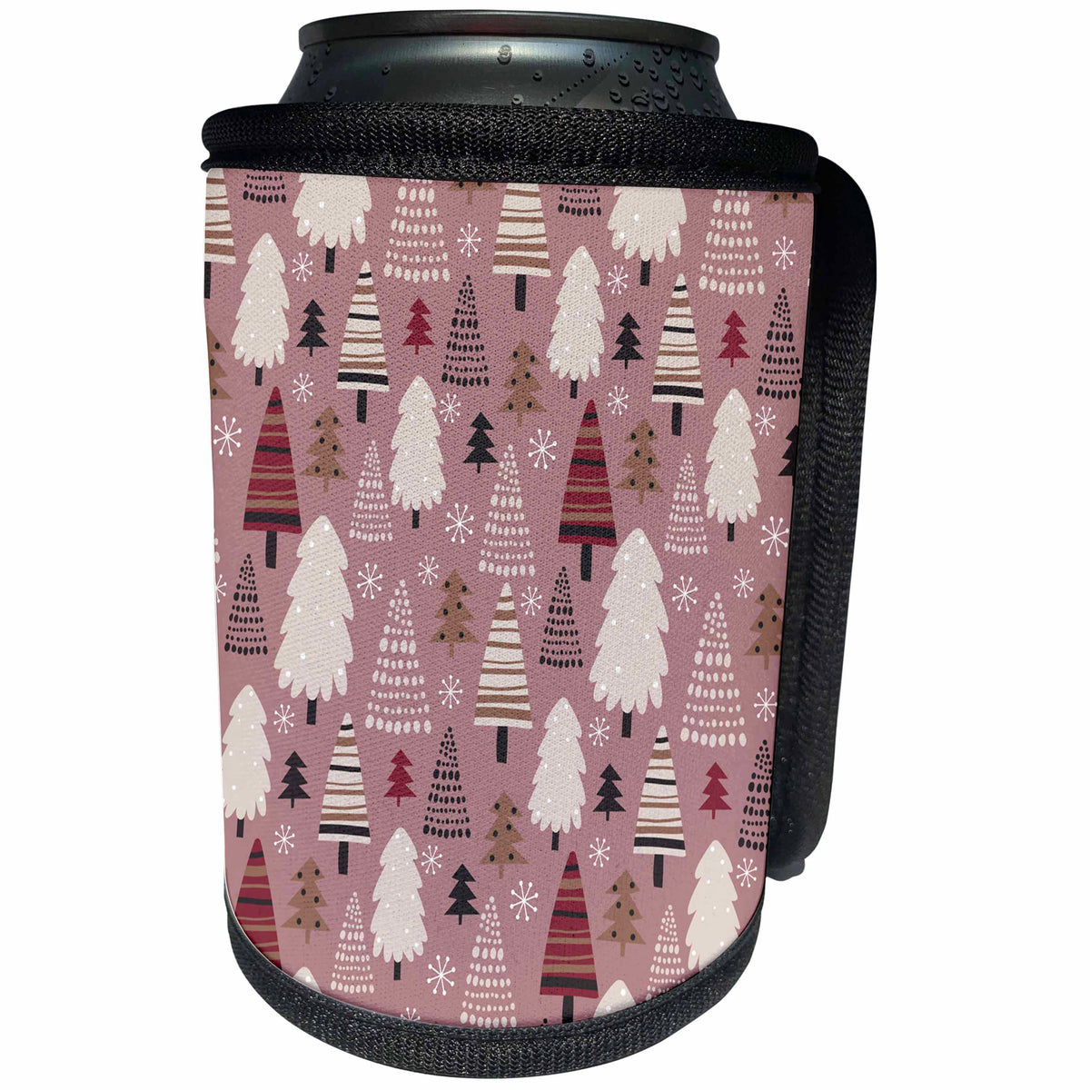 3dRose Cute Pink, Red, and White Modern Christmas Trees Pattern - Can Cooler Bottle Wrap (cc-370738)