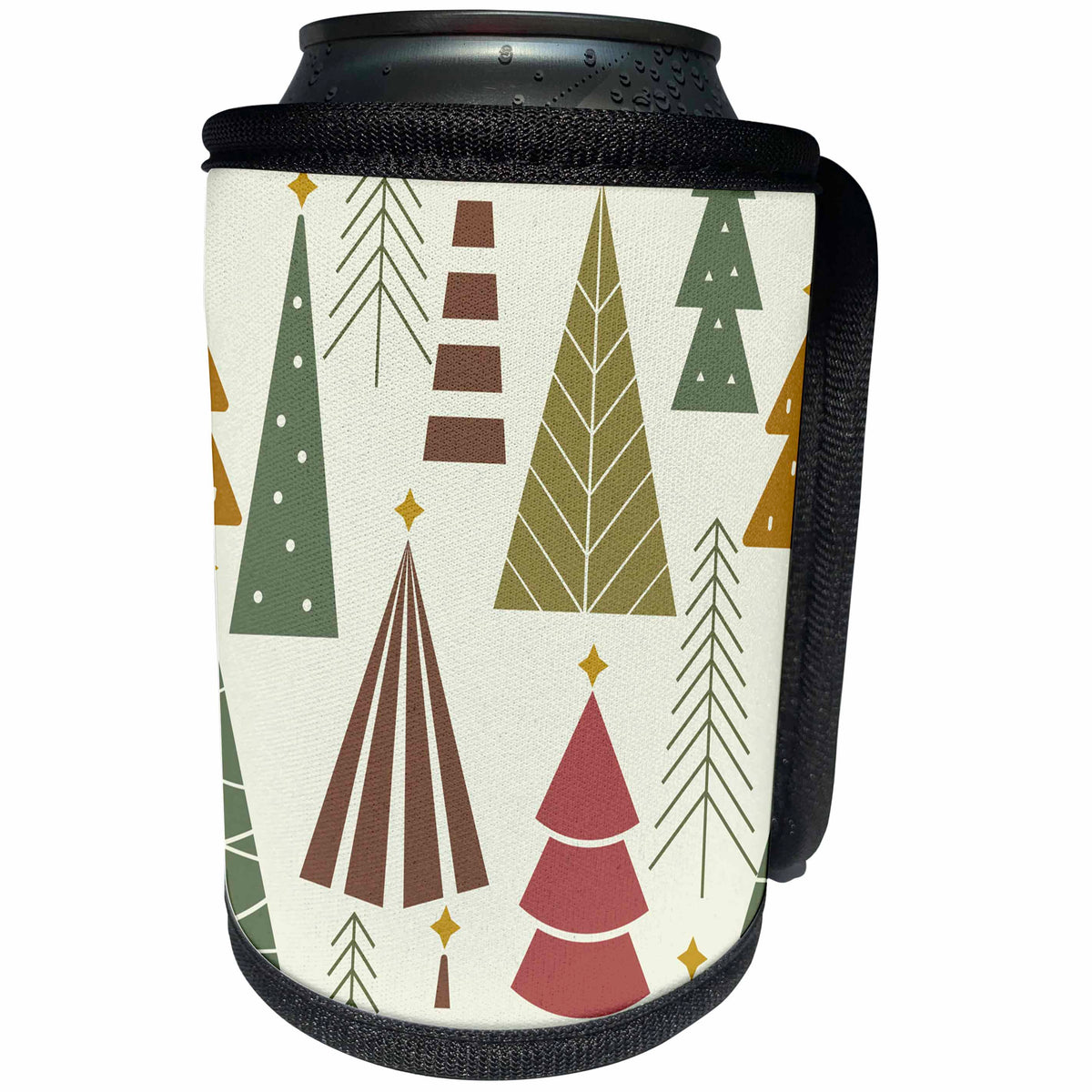 3dRose Modern Green and Brown Christmas Tree Pattern - Can Cooler Bottle Wrap (cc-370788)
