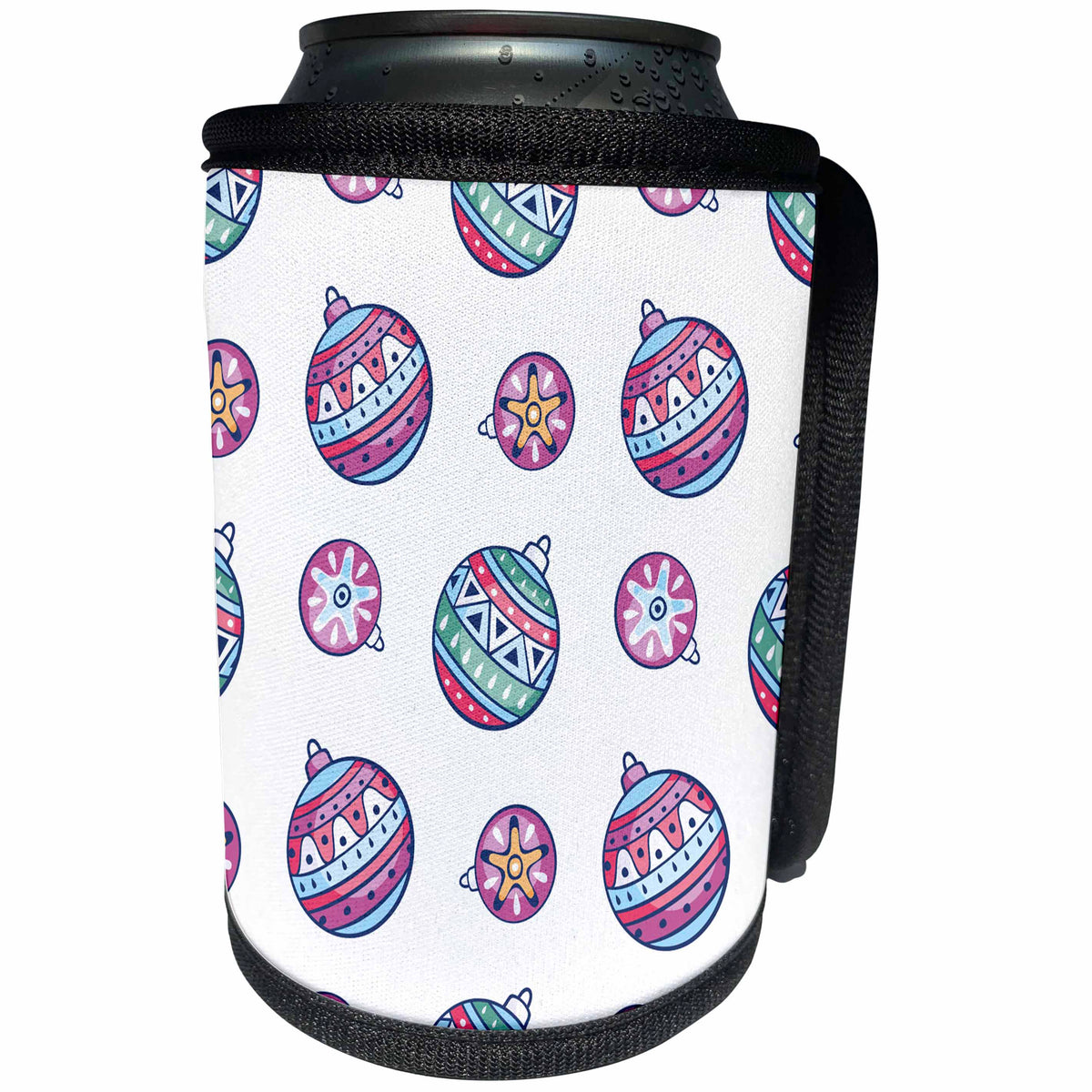 3dRose Cute Boho Decorated Christmas Ornaments Pattern - Can Cooler Bottle Wrap (cc-370802)