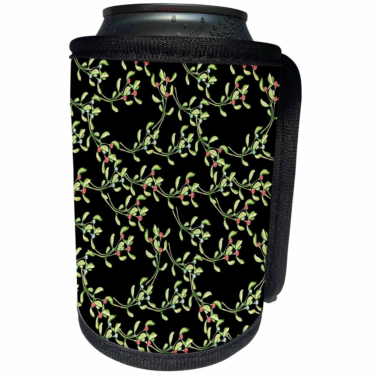 3dRose Pretty Mistletoe Greenery and Berries Pattern - Can Cooler Bottle Wrap (cc-370827)