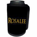 3dRose Rosalee popular lady name in America. Yellow on black... - Can Cooler Bottle Wrap (cc-370838)