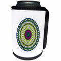 3dRose Floral Like Circle Pattern Blue Yellow - Can Cooler Bottle Wrap (cc-370993)