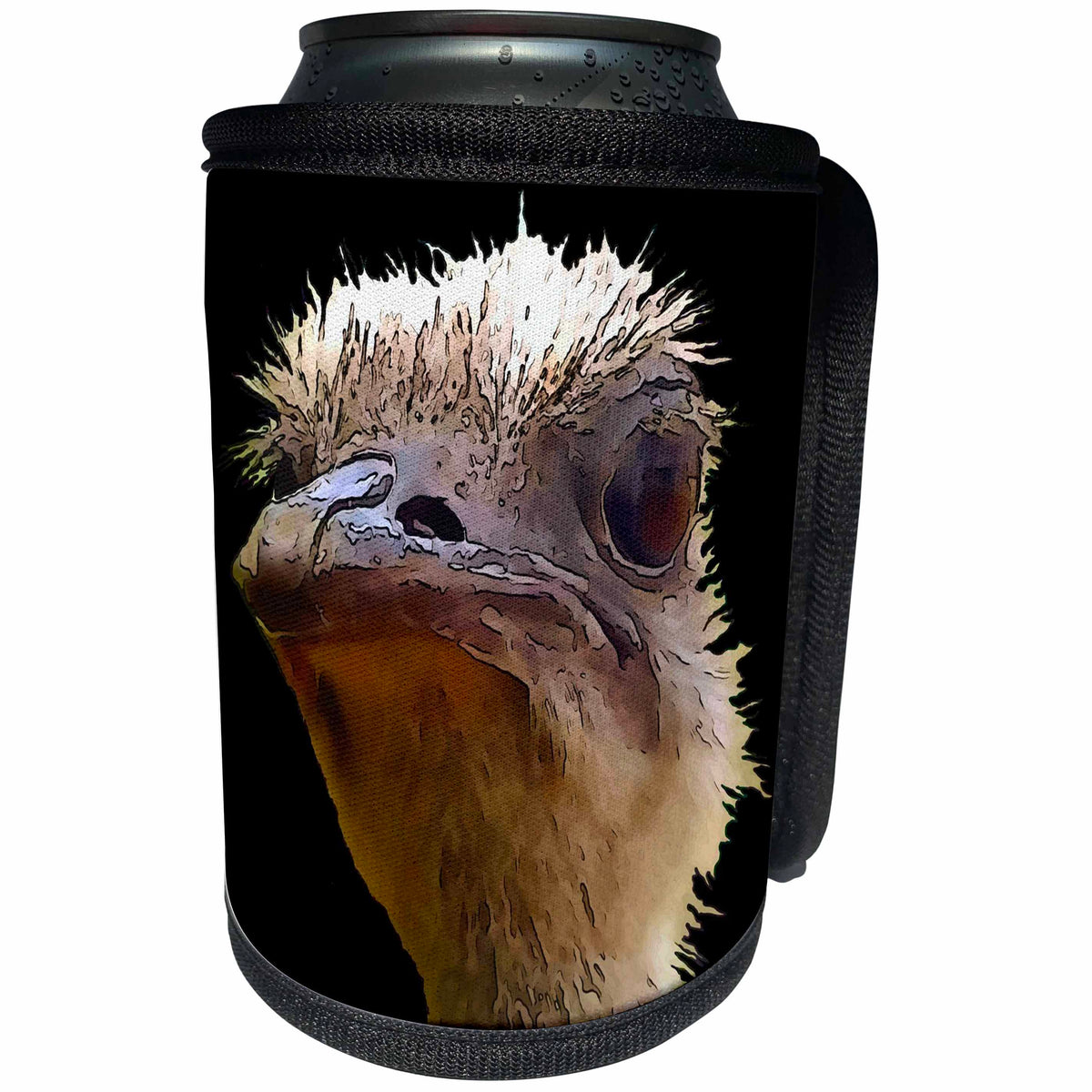 3dRose Beautiful Artistic Grumpy Ostrich Vector Cut Out - Can Cooler Bottle Wrap (cc-371016)