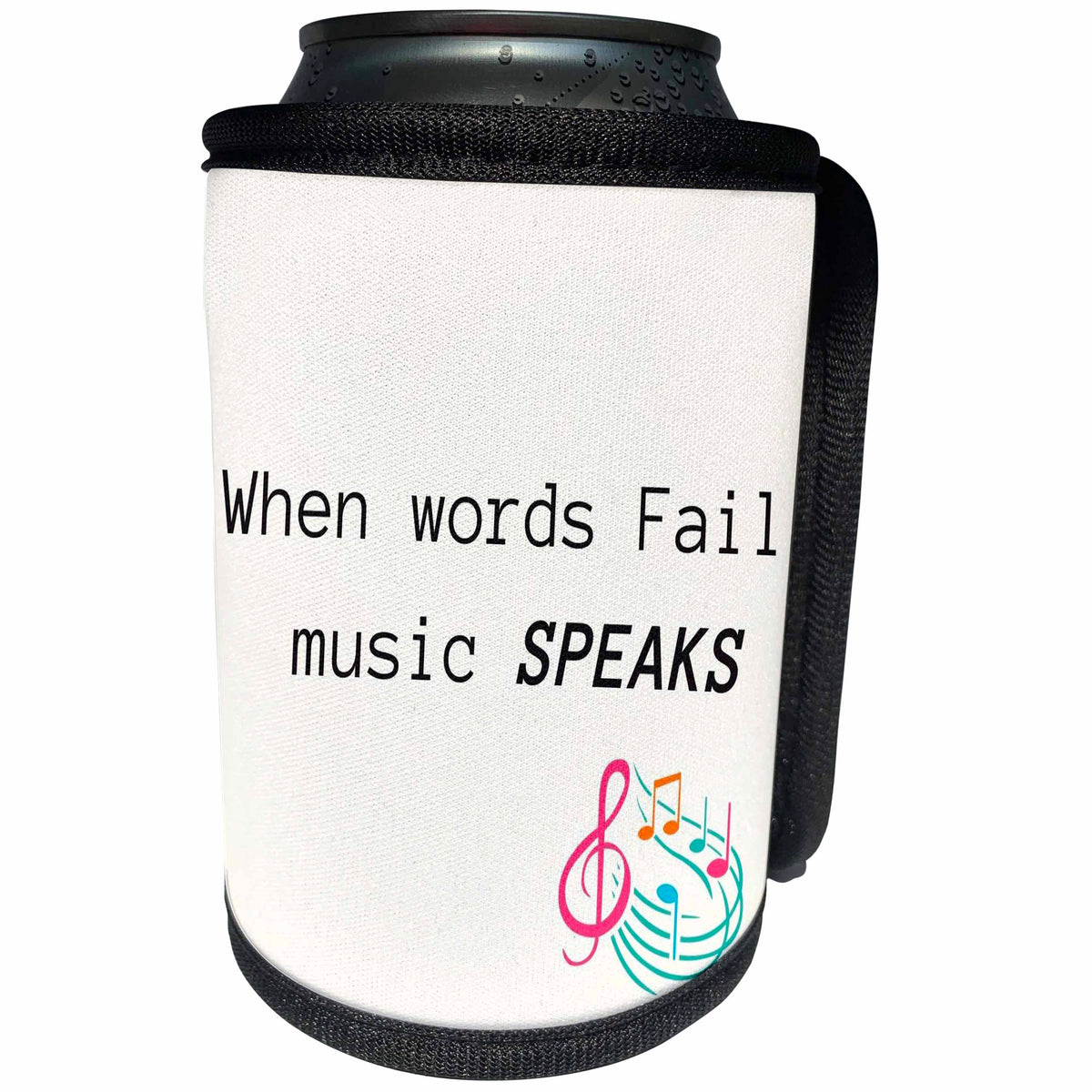 3dRose When words Fail music SPEAKS - Can Cooler Bottle Wrap (cc-371048)