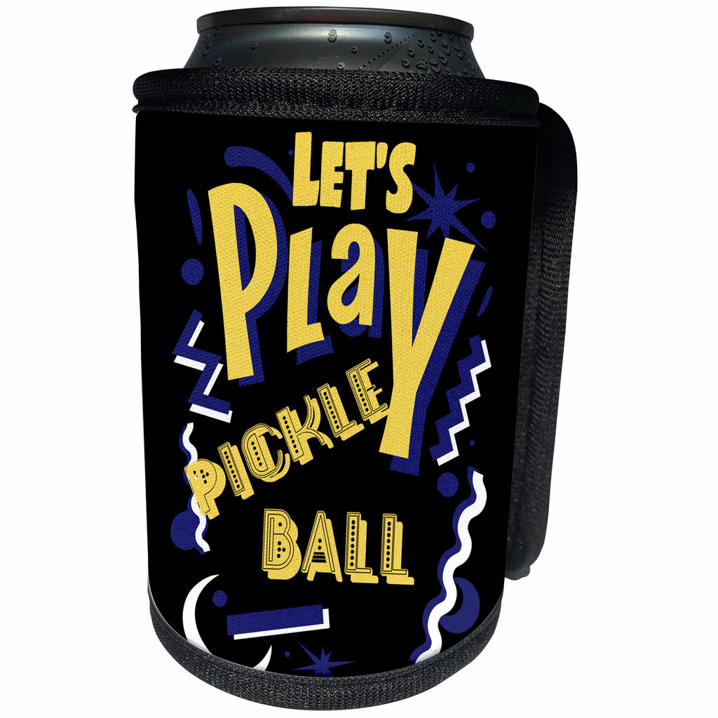 3dRose Cool Funny Cute Lets Play Pickleball with Graffiti and... - Can Cooler Bottle Wrap (cc-371063)