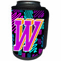 3dRose W Neon Pink and Yellow Monogram Initial - Can Cooler Bottle Wrap (cc-371127)