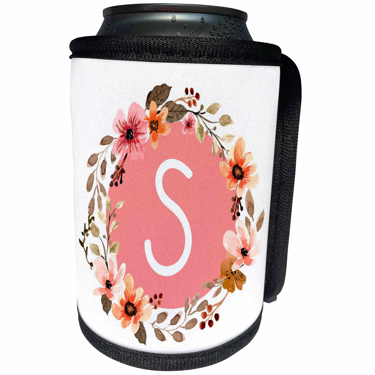 3dRose S Peachy Rustic Style Monogram Initial - Can Cooler Bottle Wrap (cc-371131)