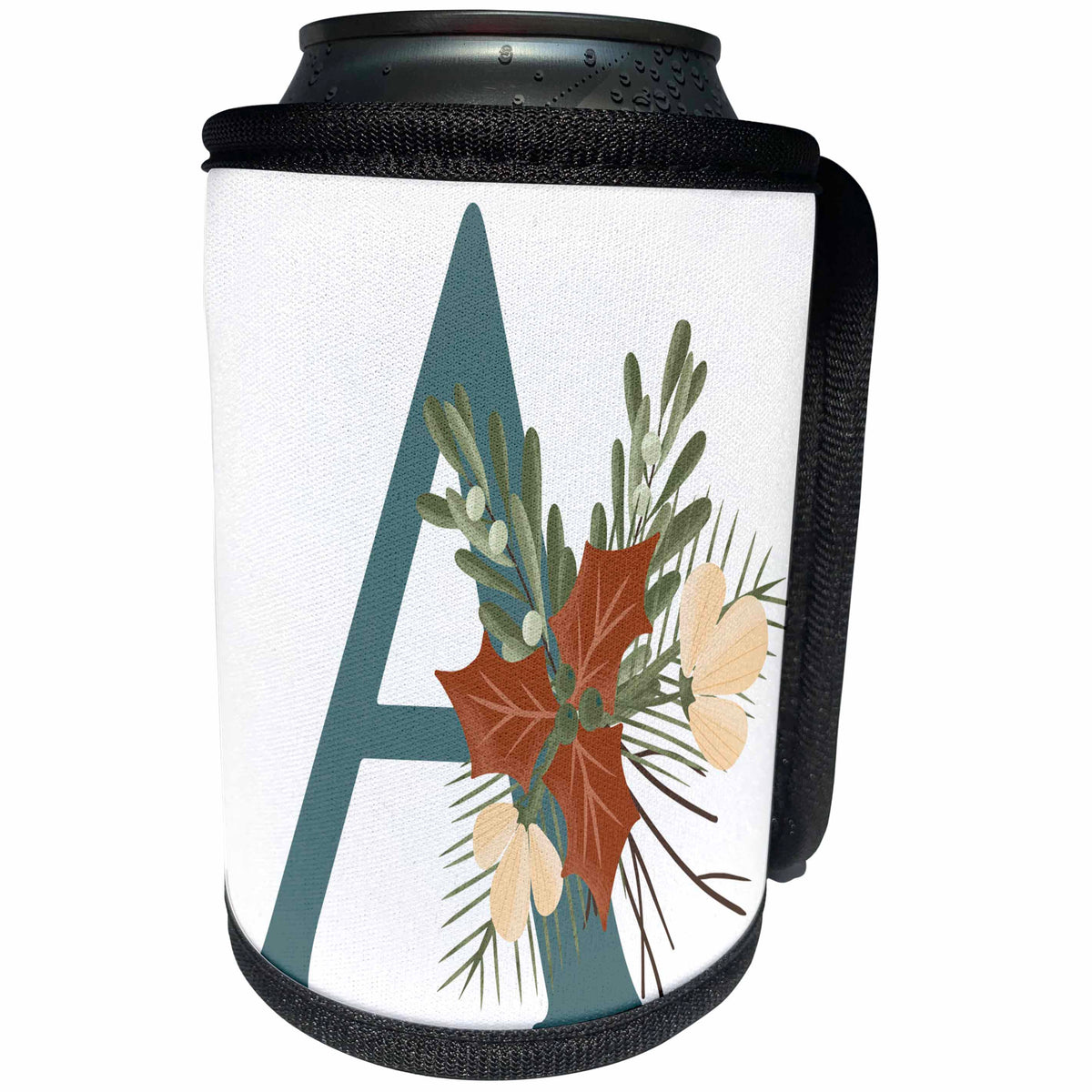 3dRose Cute Teal Christmas Monogram Initial A - Can Cooler Bottle Wrap (cc-371190)