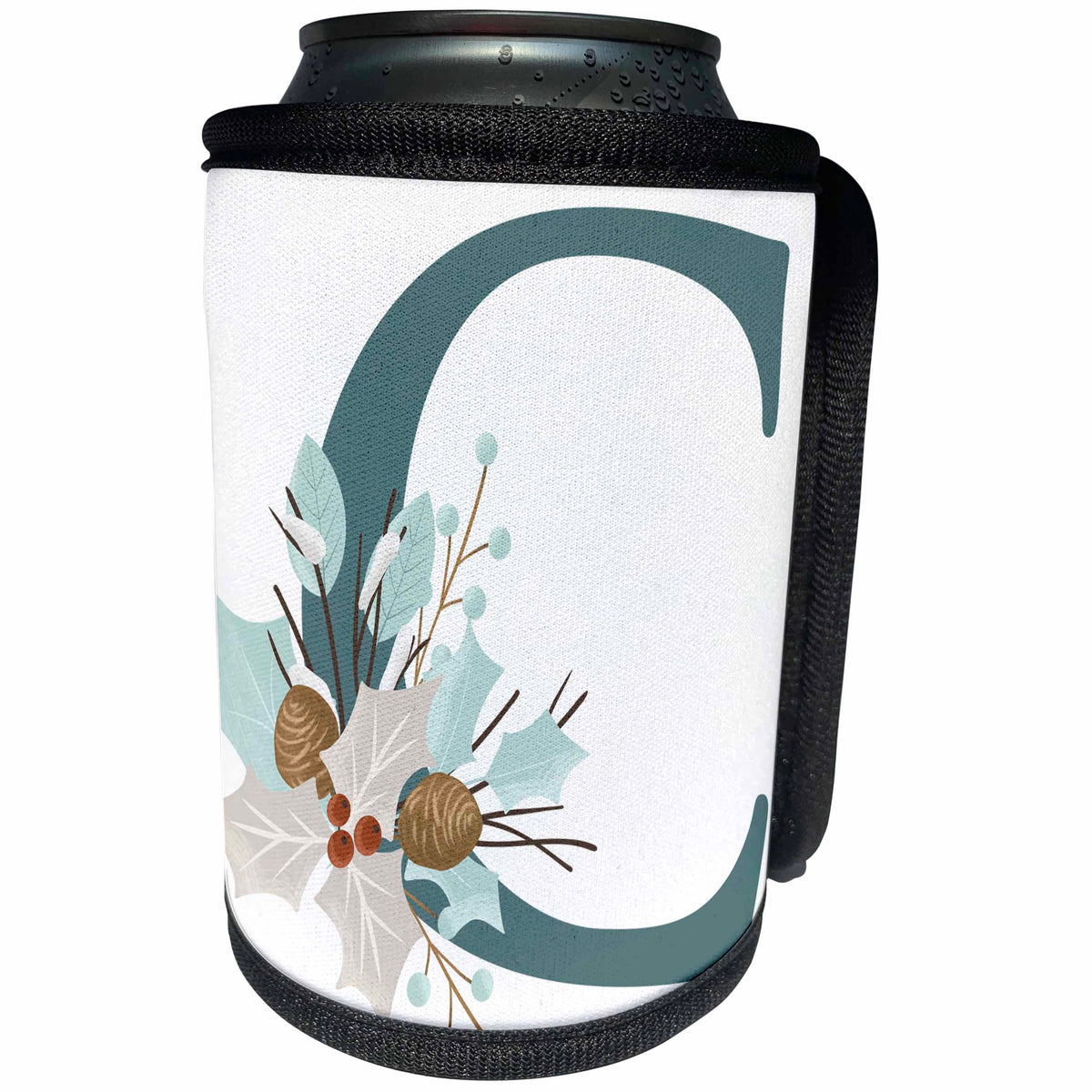 3dRose Cute Teal Christmas Monogram Initial C - Can Cooler Bottle Wrap (cc-371192)