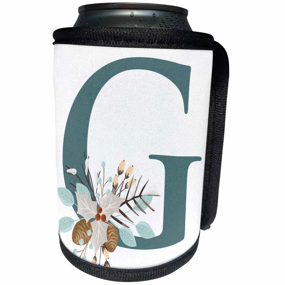 3dRose Cute Teal Christmas Monogram Initial G - Can Cooler Bottle Wrap (cc-371195)