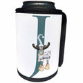 3dRose Cute Teal Christmas Monogram Initial J - Can Cooler Bottle Wrap (cc-371197)