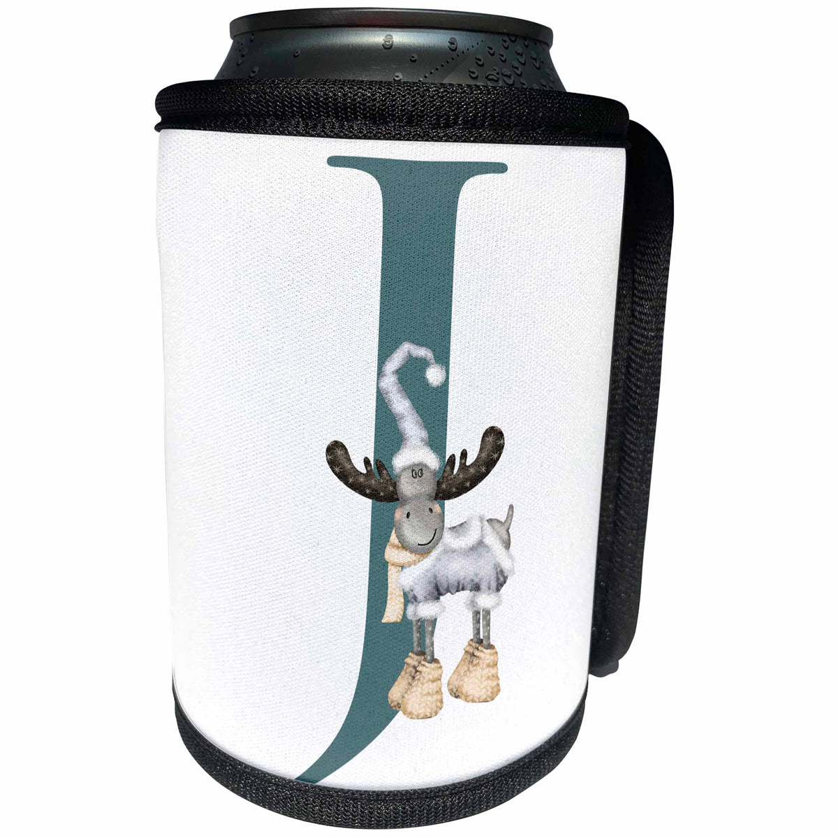 3dRose Cute Teal Christmas Monogram Initial J - Can Cooler Bottle Wrap (cc-371197)