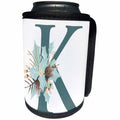3dRose Cute Teal Christmas Monogram Initial K - Can Cooler Bottle Wrap (cc-371198)