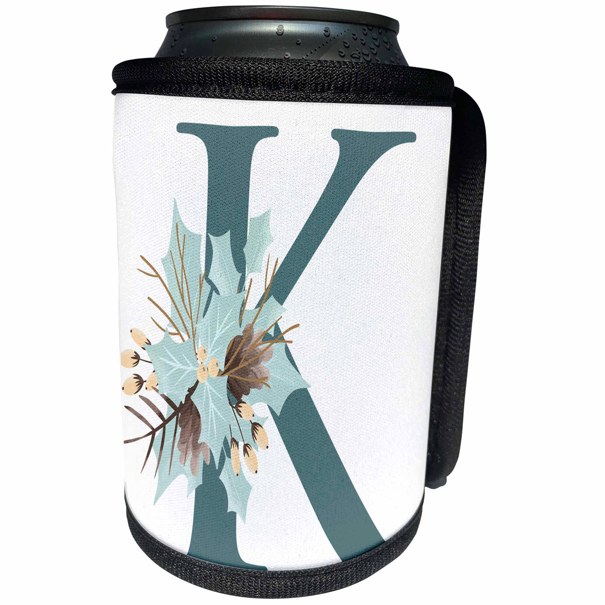 3dRose Cute Teal Christmas Monogram Initial K - Can Cooler Bottle Wrap (cc-371198)