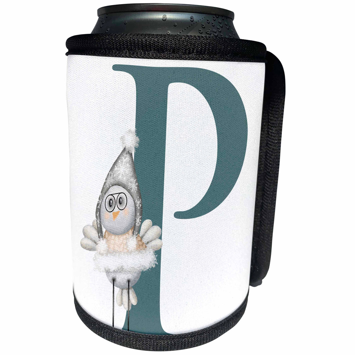 3dRose Cute Teal Christmas Monogram Initial P - Can Cooler Bottle Wrap (cc-371202)