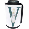 3dRose Cute Teal Christmas Monogram Initial V - Can Cooler Bottle Wrap (cc-371206)