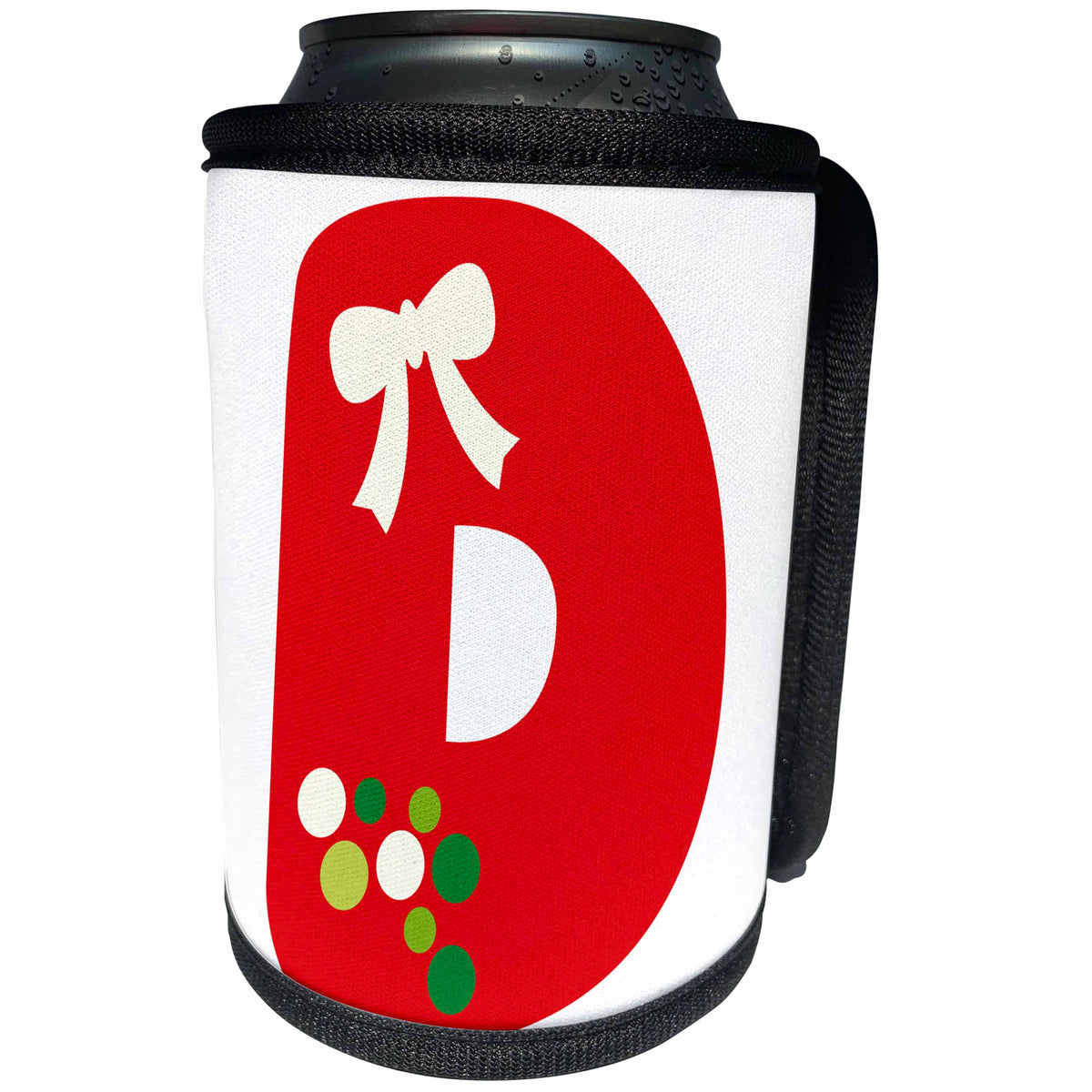 3dRose Cute Red And Green Christmas Monogram Initial D - Can Cooler Bottle Wrap (cc-371213)