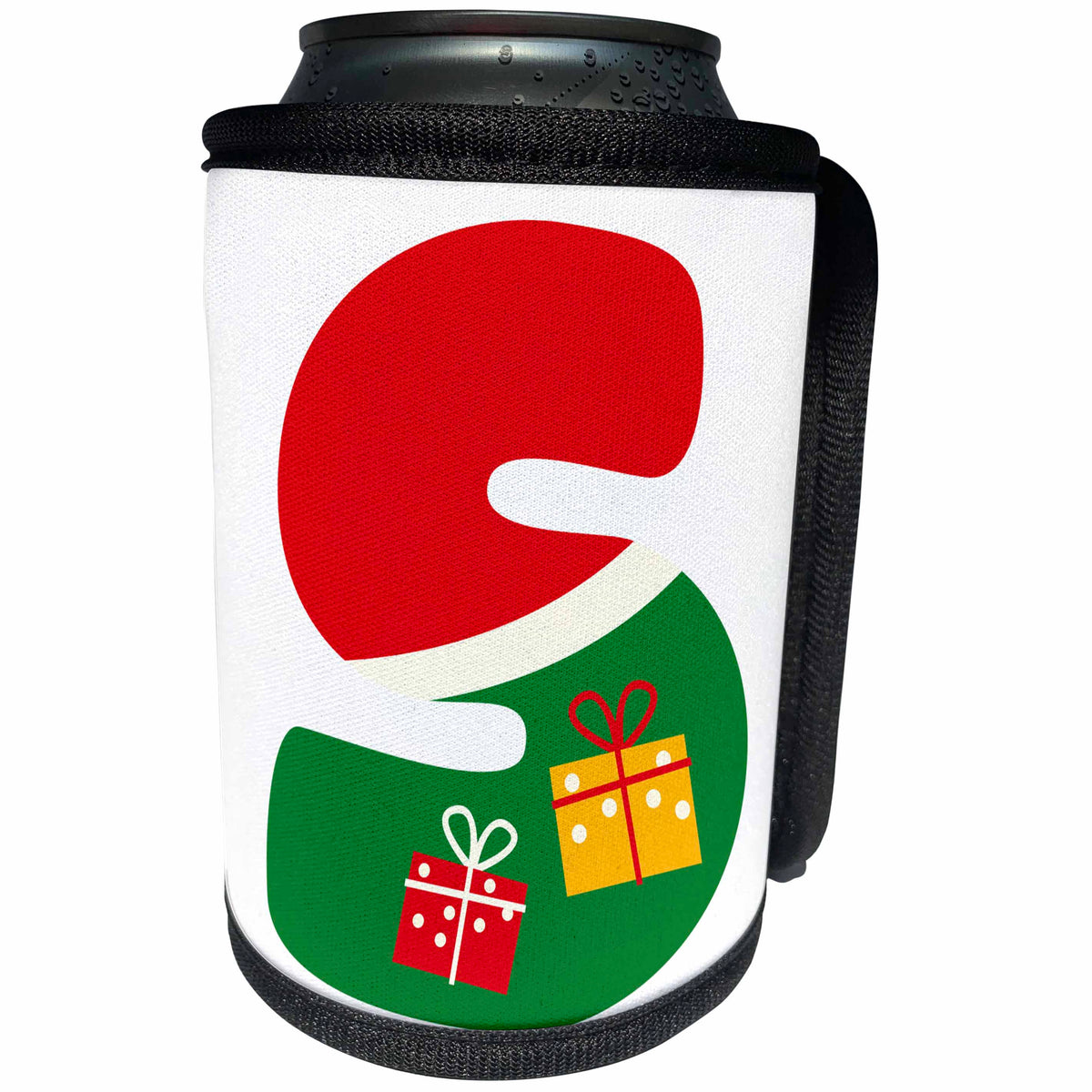 3dRose Cute Red And Green Christmas Monogram Initial S - Can Cooler Bottle Wrap (cc-371224)