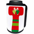 3dRose Cute Red And Green Christmas Monogram Initial T - Can Cooler Bottle Wrap (cc-371225)