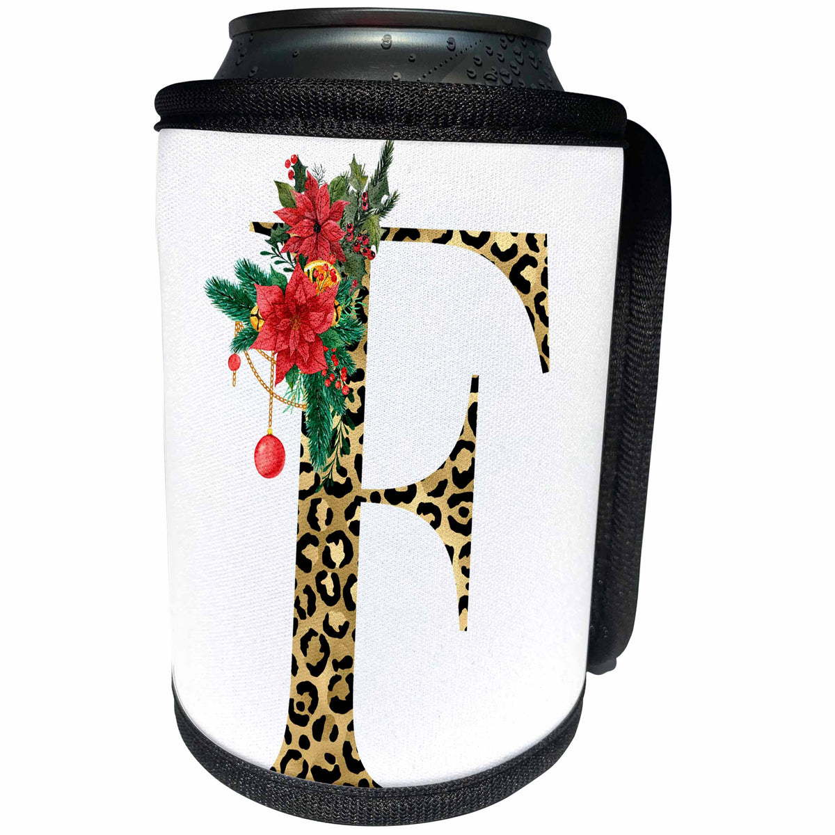 3dRose Glam Monogram Initial F Image Of Gold Leopard Spots Red... - Can Cooler Bottle Wrap (cc-371234)