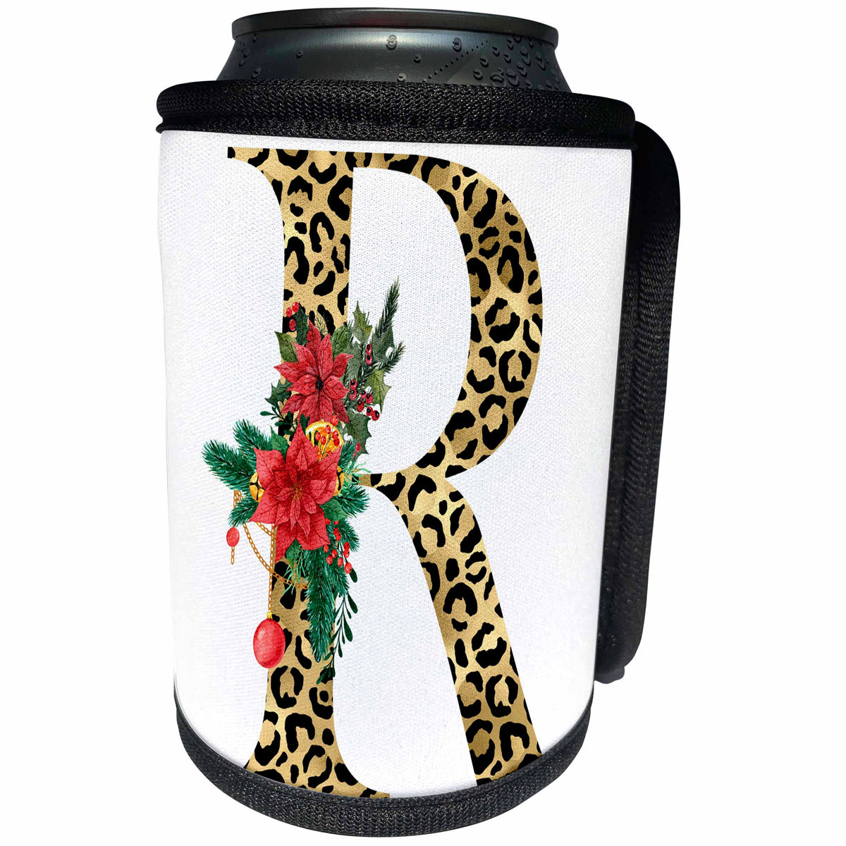 3dRose Glam Monogram Initial R Image Of Gold Leopard Spots Red... - Can Cooler Bottle Wrap (cc-371243)