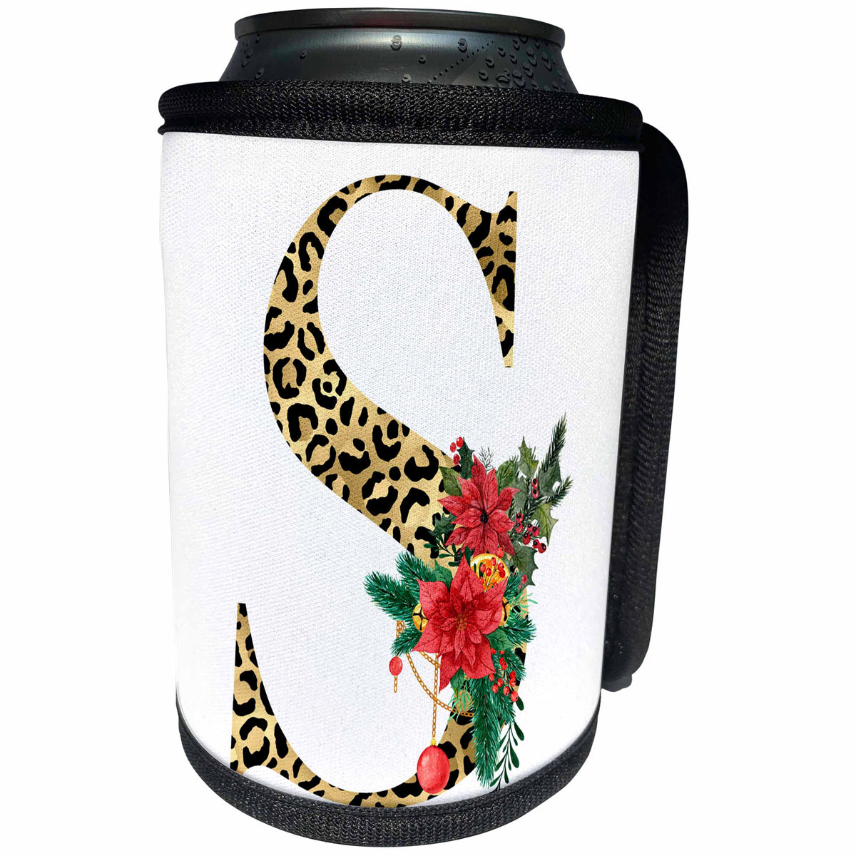 3dRose Glam Monogram Initial S Image Of Gold Leopard Spots Red... - Can Cooler Bottle Wrap (cc-371244)