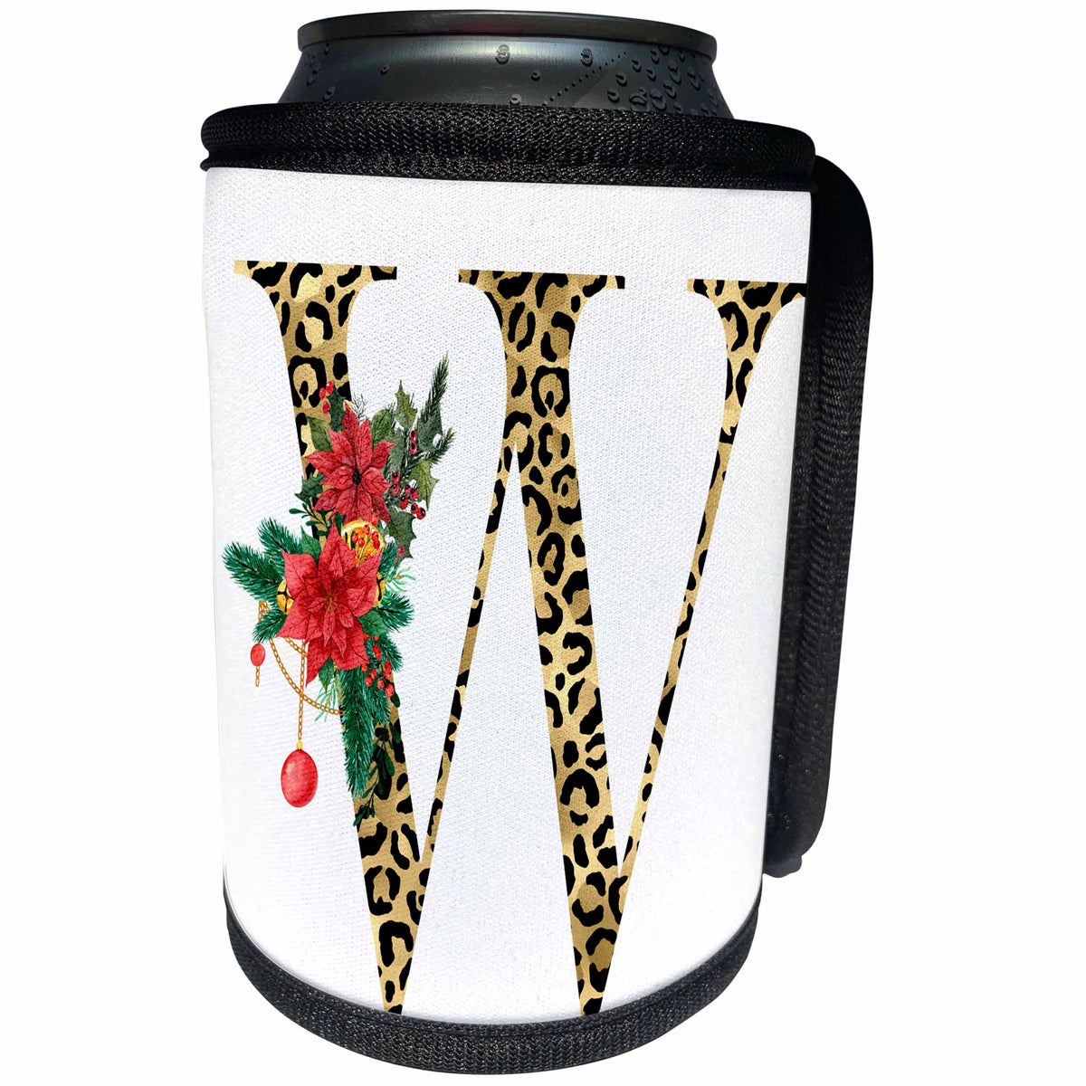 3dRose Glam Monogram Initial W Image Of Gold Leopard Spots Red... - Can Cooler Bottle Wrap (cc-371247)
