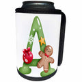 3dRose Cute Christmas Decorated Green Bubble Monogram Initial A - Can Cooler Bottle Wrap (cc-371250)