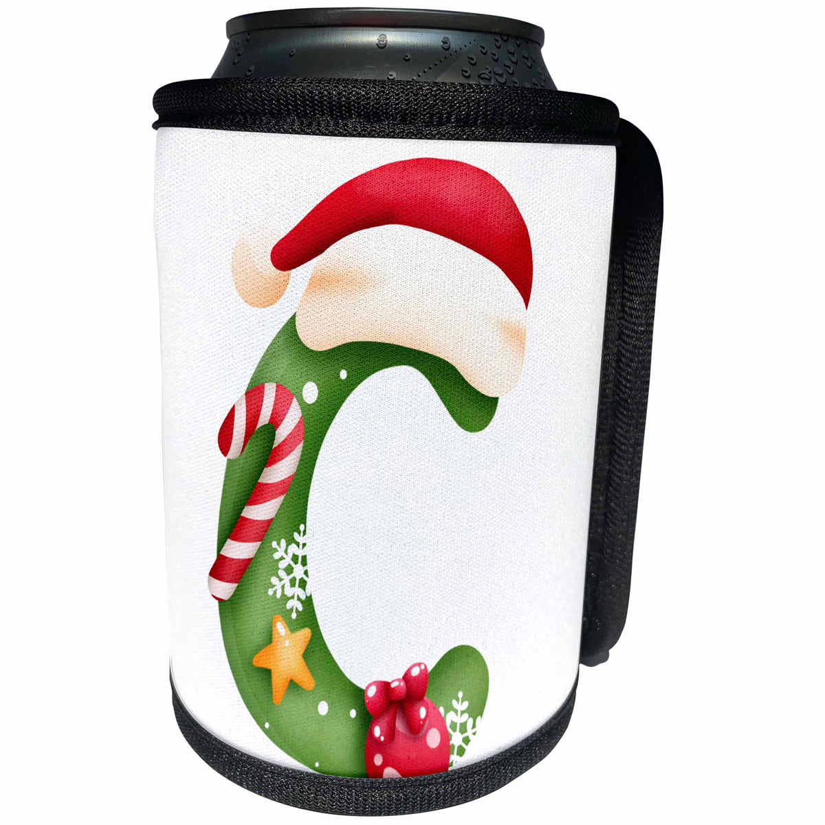 3dRose Cute Christmas Decorated Green Bubble Monogram Initial C - Can Cooler Bottle Wrap (cc-371252)