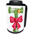 3dRose Cute Christmas Decorated Green Bubble Monogram Initial T - Can Cooler Bottle Wrap (cc-371265)