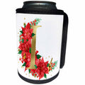 3dRose Elegant Image Of Gold Monogram Initial L Poinsettia... - Can Cooler Bottle Wrap (cc-371279)