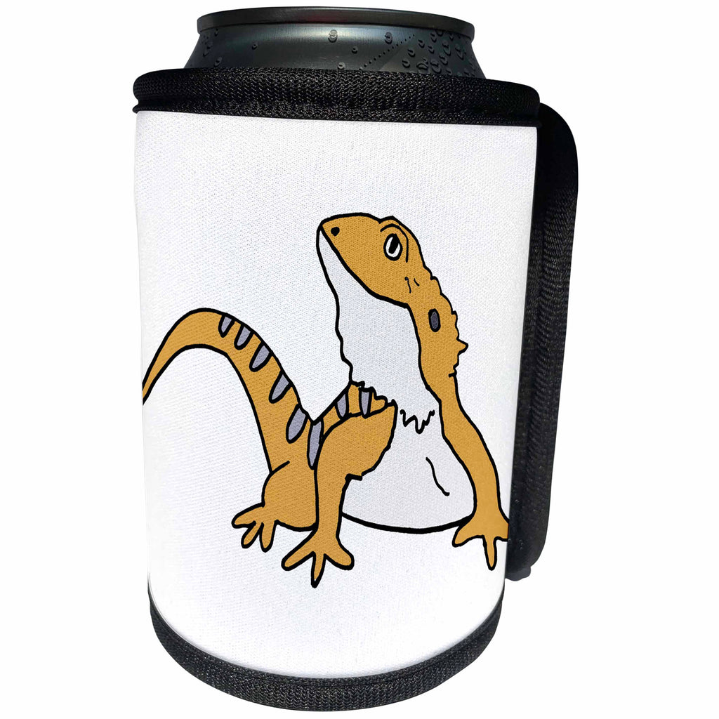 3dRose Funny Cute Bearded Dragon Lizard Cartoon for Bearded... - Can Cooler Bottle Wrap (cc-371291)