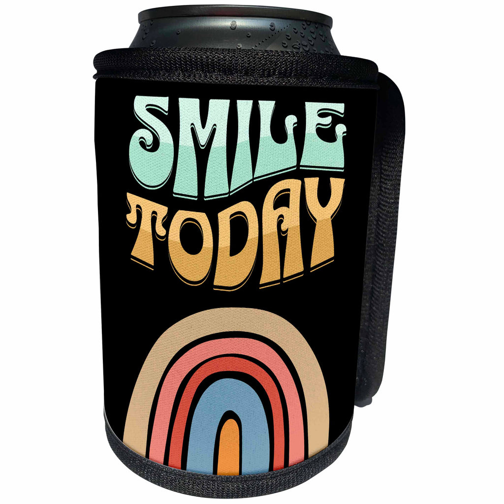 3dRose Cute Smile Today Cartoon with Colorful Rainbow... - Can Cooler Bottle Wrap (cc-371305)