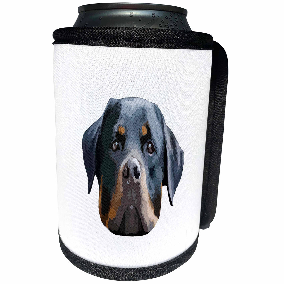 3dRose Rottweiler Head Vector Art Cut Out - Can Cooler Bottle Wrap (cc-371465)