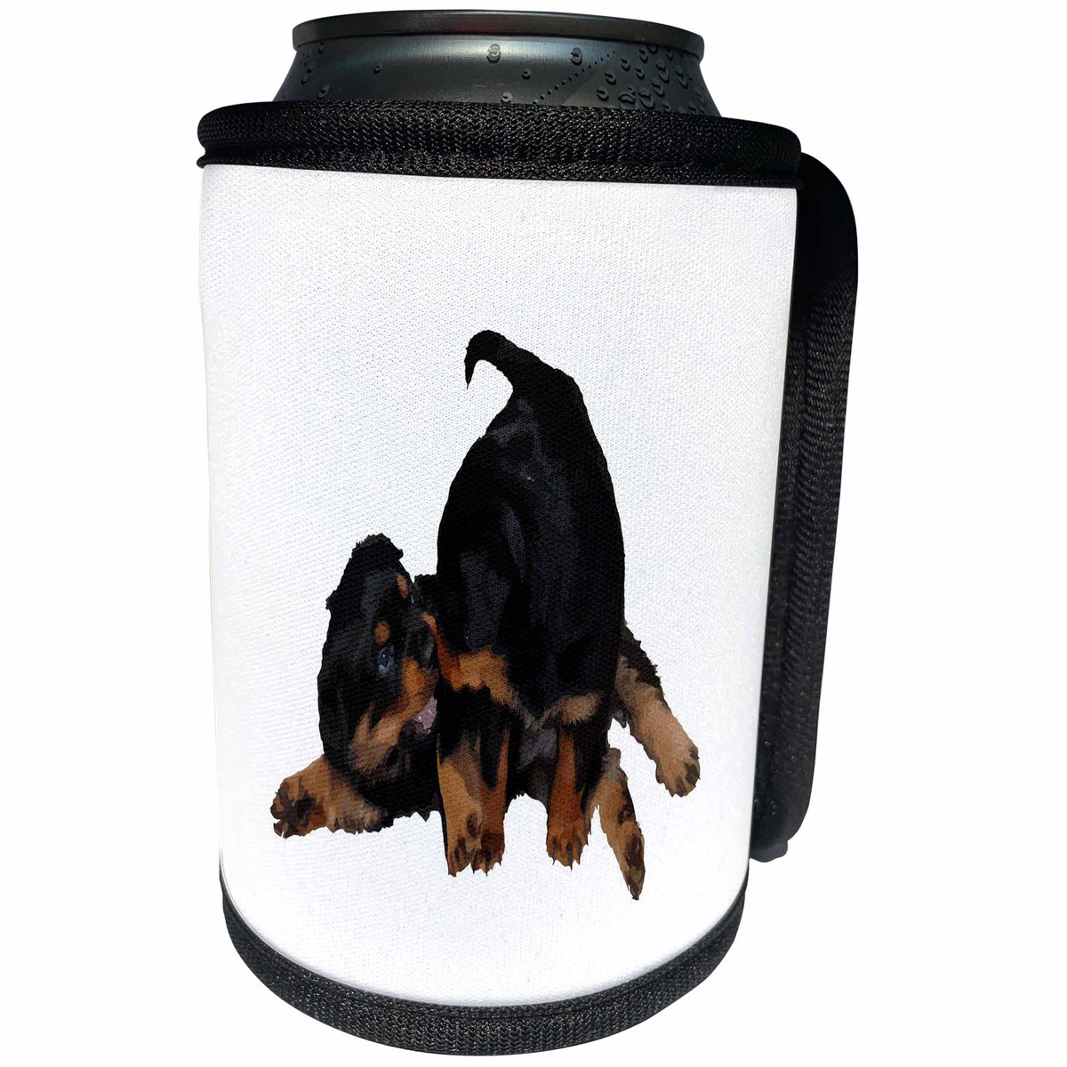 3dRose Rottweiler Puppies Playing Vector Isolated - Can Cooler Bottle Wrap (cc-371469)