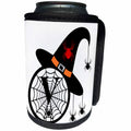3dRose Monogram V Halloween Witch Hat Spiders and Web - Can Cooler Bottle Wrap (cc-371519)