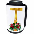 3dRose Christmas Floral Image Of Gold Monogram Initial T - Can Cooler Bottle Wrap (cc-371563)