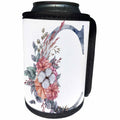 3dRose Pretty Orange, Pink and Gray Floral Monogram Initial C - Can Cooler Bottle Wrap (cc-371570)