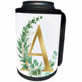 3dRose Pretty Eucalyptus Greenery Leaves Monogram Initial A - Can Cooler Bottle Wrap (cc-371588)