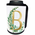 3dRose Pretty Eucalyptus Greenery Leaves Monogram Initial B - Can Cooler Bottle Wrap (cc-371589)