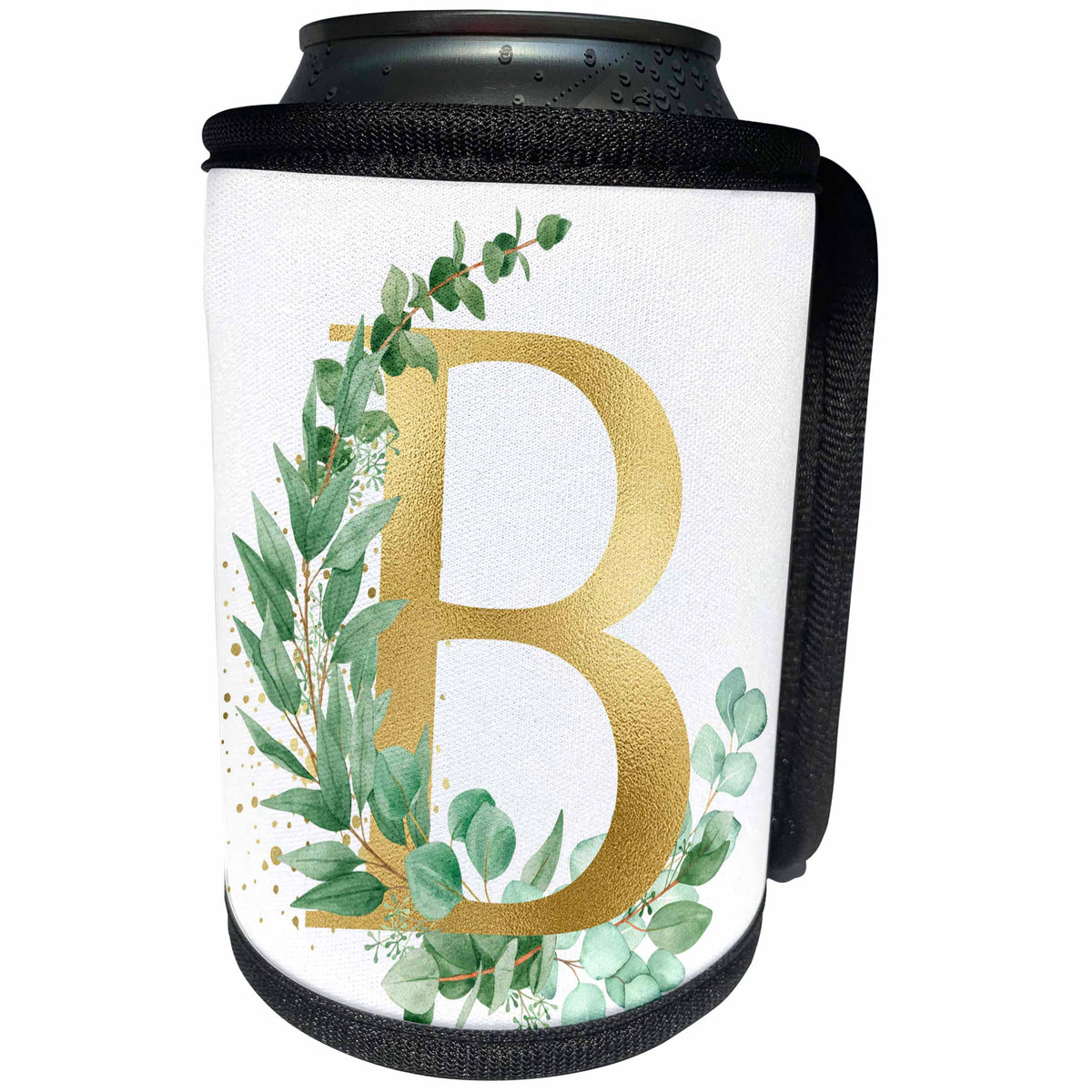 3dRose Pretty Eucalyptus Greenery Leaves Monogram Initial B - Can Cooler Bottle Wrap (cc-371589)