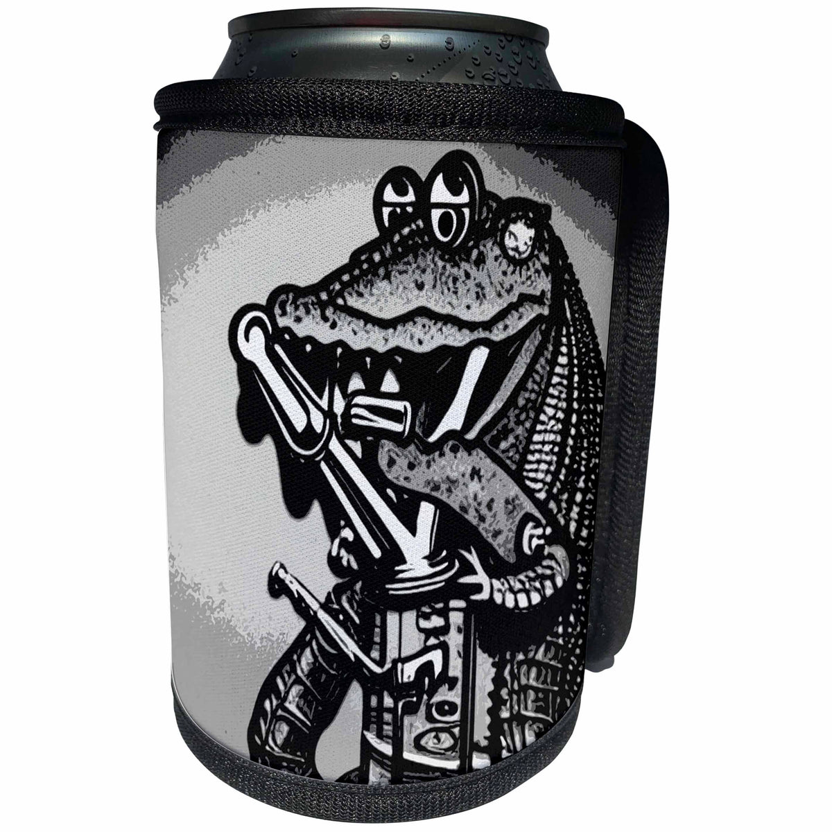 3dRose Cute Funny Alligator Playing Trumpet Music Steam Punk... - Can Cooler Bottle Wrap (cc-371663)