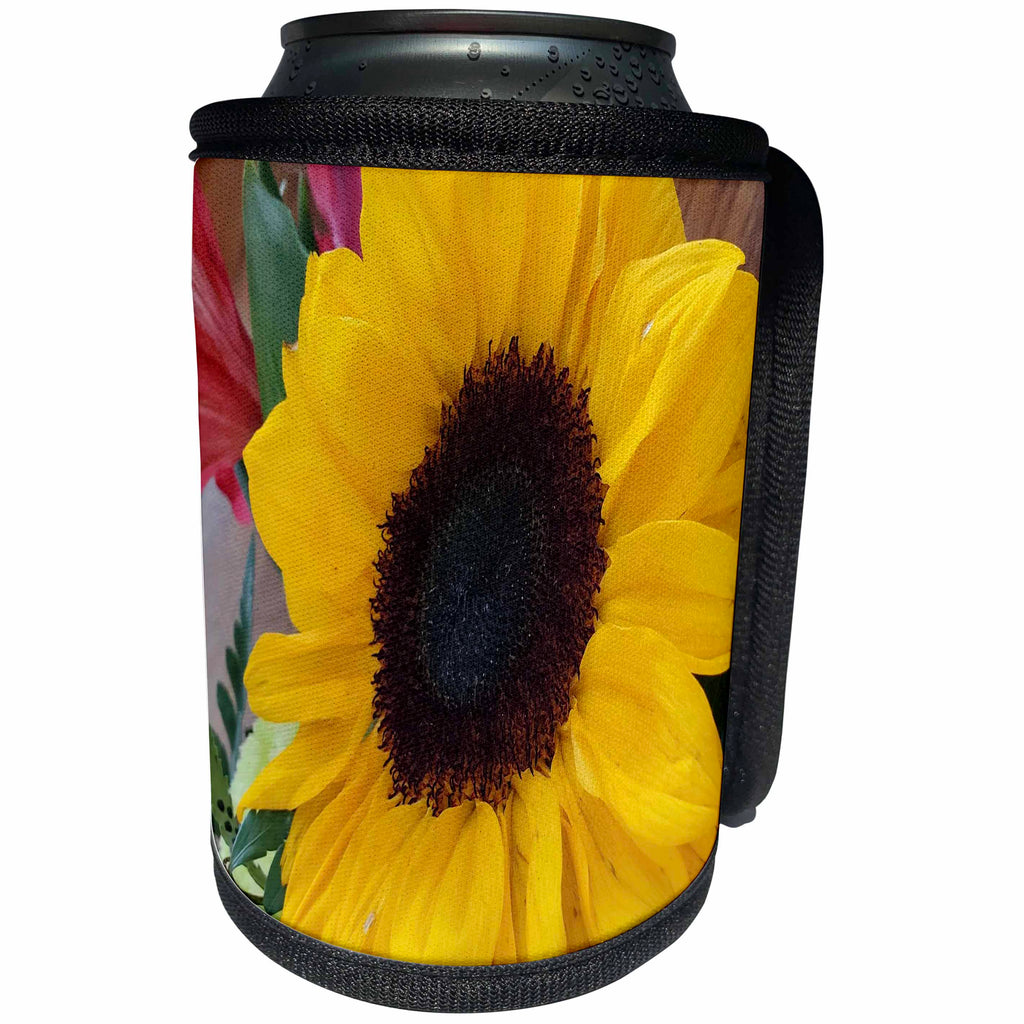 3dRose Image of Giant Live Sunflower Closeup - Can Cooler Bottle Wrap (cc-371729)